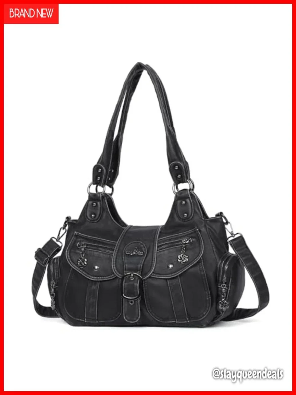 Vegan Leather Hobo Shoulder Bag Tote Purse with Crossbody Strap Roomy